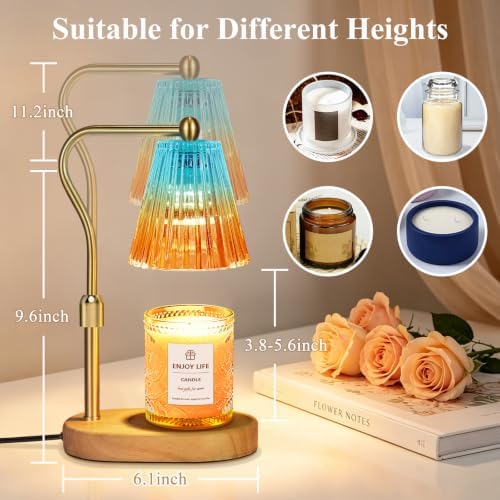 seenlast Blue Red Candle Warmer Lamp with Timer Dimmer Adjustable Height,Mothers Day Gifts,Electric Wax Warmer Vintage Home Decor for Scented Jar Candles,Birthday Gifts for Women - Image 3