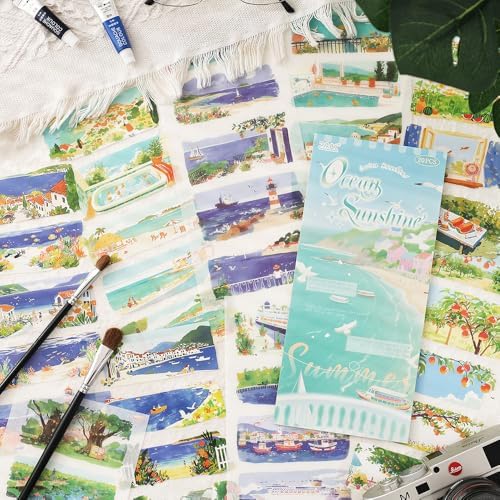 Summer Scenery Sticker Book, PET & Washi Stickers for Journaling - Image 2
