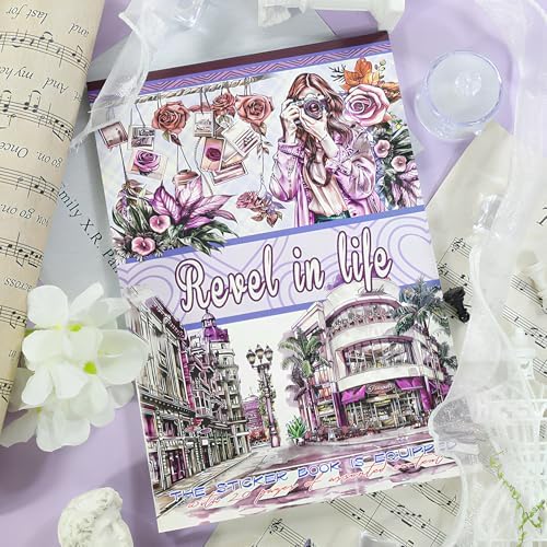 Snycler Sticker Book - 20 Sheets Vintage PET Stickers for Scrapbooking, Junk Journaling, Ephemera, and Decorative Crafts-Revel in Life - Image 2