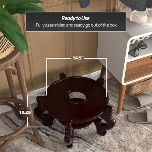 Red Lantern Rosewood Fishbowl Stand - Size 14.5 in. Base Diameter - Image 4