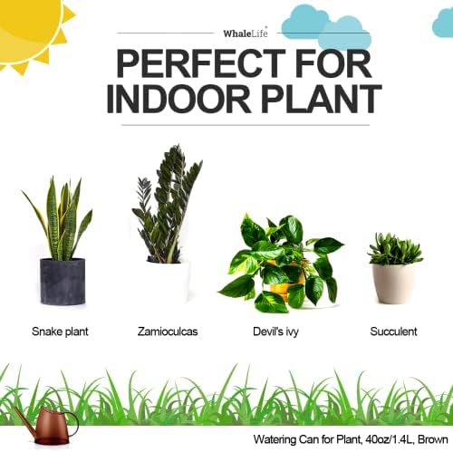 Small Indoor Plant Watering Can Long Spout 1.4L Brown - Image 6