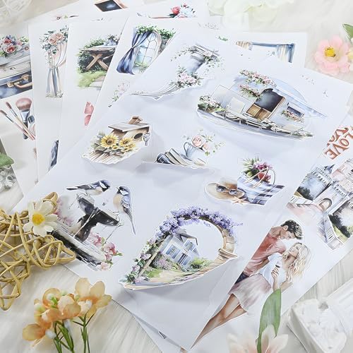 Snycler Love Oath Theme Sticker Scrapbooking Supplies for Junk Journal, 20 Sheets PET Stickers - Vintage Journaling Stickers, Ephemera Sticker Book Pre Cut, Junk Journal Supplies, Planner - Image 4