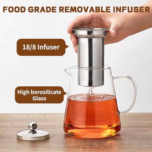 Glass Teapot, Tea Pot with Removable Infusers for Loose Tea, Borosilicate Glass Tea Kettle Tea Maker Stovetop for Party, Camping,Travel (550ML) - Image 5