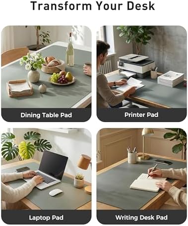 Aothia Faux Leather Desk Mat - Large Mouse Pad, Non-Slip PU Leather Blotter, Waterproof Writing Surface for Office and Home (Jungle Green, 40" x 24") - Image 6