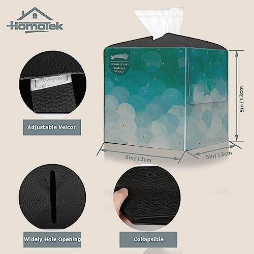 HOMOTEK 2 Pack Tissue Box Cover, Square PU Leather Tissue Holder, Decorative Facial Tissue Cube Paper Organizer Dispenser for Bathroom, Night Stands, Desk, Car 5X5X5'' - Matte Black, Pebble Grain - Image 2