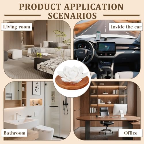 PH PandaHall Essential Oil Passive Flower Diffuser, White Flower Ceramic Essential Oil Small Diffuser Cordless Aromatherapy for Small Room Desk Bathroom Office Air Freshener, Lotus - Image 5