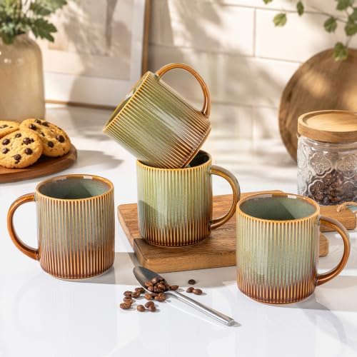 theterra Ceramic Coffee Mugs Set of 6, 14.2 oz Coffee Cups with Handle - Image 4