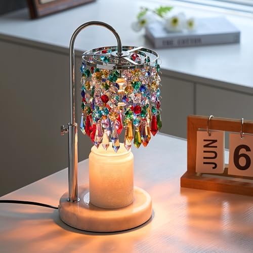 Candle Warmer Lamp with Timer Dimmer and 3 Bulbs, Lamp Candle Warmer with Marble Base,Wax Melt Warmer for Jar Candles, Birthday Gifts for Women Mom, House Warming Gifts New Home Decor (Multicolor) by Newswell