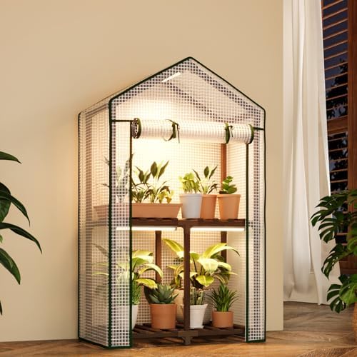 Bamworld 2-Tier Mini Greenhouse with Grow Light 15-Min Setup by Bamworld