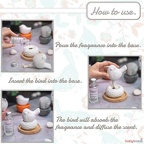 Little Bird Nest, Non-Electric Ceramic Diffusers for Essential Oils and Aromatherapy Fragrance, White Ceramic Diffusers in Car or Bathroom and Desk Office Decor, White Vase - Image 3