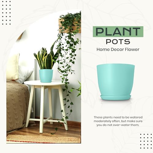 Plant Pots Indoor with Drainage, 10 Pack Multi-Size Planters Set, Aqua - Image 4