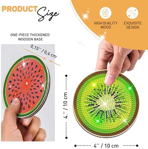 12 pcs Diamond Painting Coasters | Diamond Art Coasters | Fruit Diamond Art Painting | Perfect Art Craft Gift for Fruit Lover, Dad, Mom, Grandparents, Brother, Sister. - Image 2