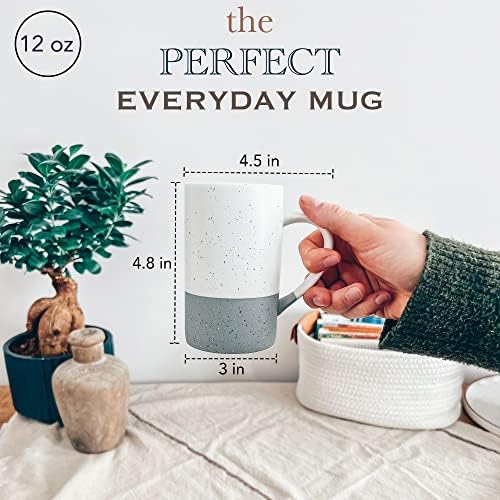 MORA Ceramics 12oz Coffee Mug Set of 4 - Ceramic Tea Cups with Handle - Microwave and Dishwasher Safe, Perfect For Cup or Mug Lovers - Rustic Matte Glaze, Modern Design Mugs - Flint - Image 2