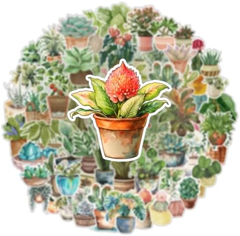 100+PCS Plant Stickers Journal Scrapbook Supplies Potted Plant Floral Decals DIY Decorative Green Plants Set Stickers for Laptop, Envelop, Scrapbook, Notebook, Luggage, Planner Diary - Image 3