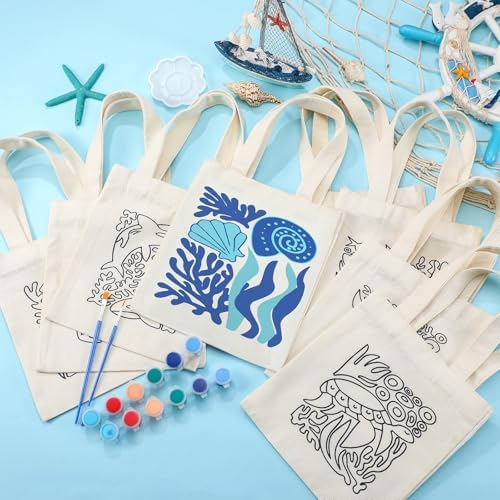 Aliceset 16 Pcs Color Your Own Bag Tote Bag Painting - Image 4