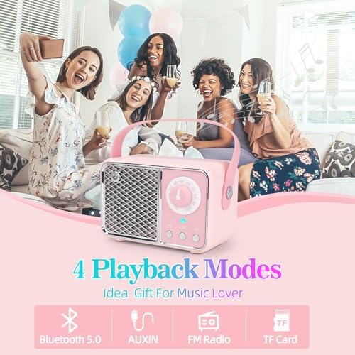 Dosmix Kawaii Room Decor, Retro Bluetooth Speaker,Pink Vintage - Image 4
