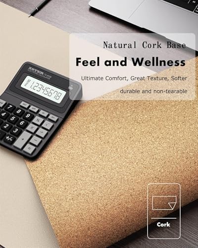 YSAGi Double-Sided Desk Pad, Leather Desk Mat, Eco Cork Desk Pad Protector, Large Mouse Pad for Desk, Waterproof Desk Blotter Pad, Desk Writing Pad for Office Work/Home (Beige/Cork,47.2" x 17") - Image 3