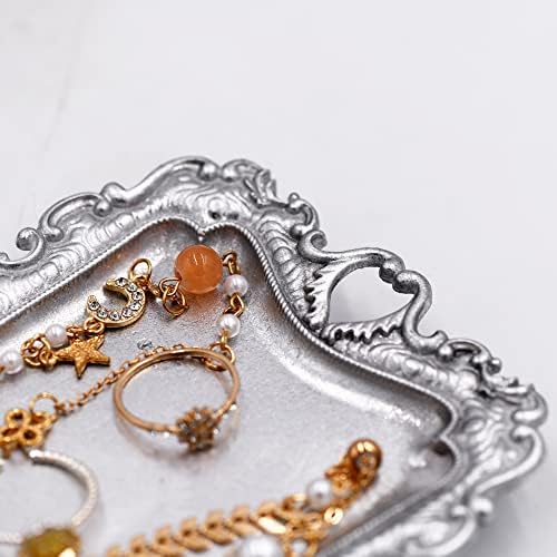 Funly mee Vintage Metal Sliver Jewelry Tray, Ring Holder - Image 6