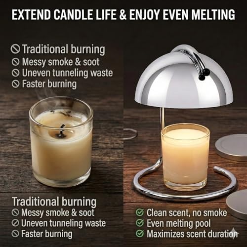 Modern Silver Candle Warmer Lamp Chrome Home Decor - Image 6