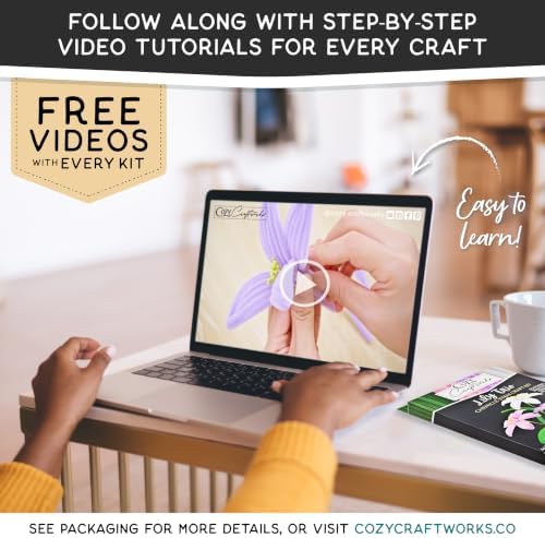 WeVeel Cozy Craftworks Four Pack Flowers Chenille Stem Craft Kit Bundle for Teens & Adults – Mindful DIY Flower Craft, Tactile Pipe Cleaner Art Kit with QR Video Tutorials - Image 6