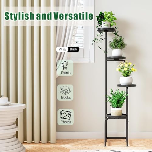 INGIORDAR Plant Stand Indoor Outdoor Corner Tall Plant Shelf 4 Tier Metal - Image 3