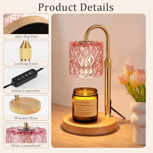 Pink Candle Warmer Lamp with Timer, Birthday Gifts for Women, Room Decor - Image 5