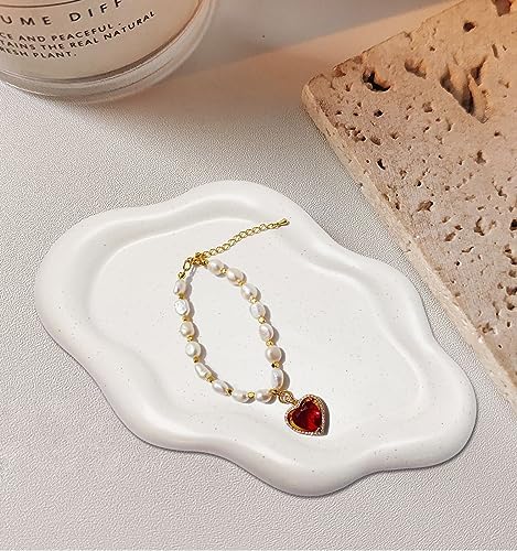 Spotted-White Ceramic Jewelry Dish for Women, Cloud Tray Trinket Dish - Image 4