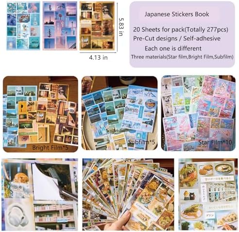 Japanese Sticker Book,227PCS Kawaii Cherry Blossoms Island Landscape Sticker for Journaling Supplies,Scrapbooking,Junk Journal,DIY Craft(Letter from Island) - Image 6
