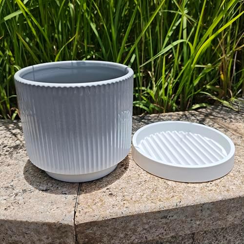 Cuteforyou 5.1 Inch Modern Textured Ceramic Succulent Planter Pot – Perfect for Small Plants, Cacti & Desk Decor – Lightweight & Durable，Gray - Image 6