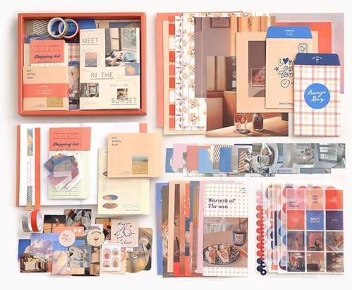 ATIRAMANIYA 346pcs Journal Supplies Kit Vintage Scrapbook Stickers Art Journaling Bullet Junk Journal Planners DIY Decoration Paper Stickers Craft Kits Notebook Collage Album (Sunset Book) by ATIRAMANIYA