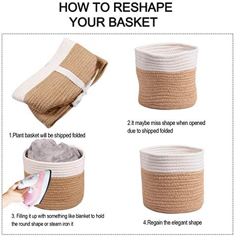 11" Cotton Rope Plant Basket Modern Woven Baskets 11"x 11" - Image 7