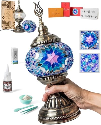 Ottoman Mosaics Turkish Mosaic Lamp Kit | DIY Art & Craft Project for Adults | Make Your Own Handmade Lamp (Blue) by Unknown