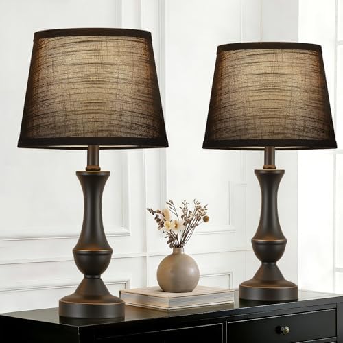 Table Lamp Set of 2, 19" Mordern Bedside Lamps for Living Room & Bedroom by Luvkczc