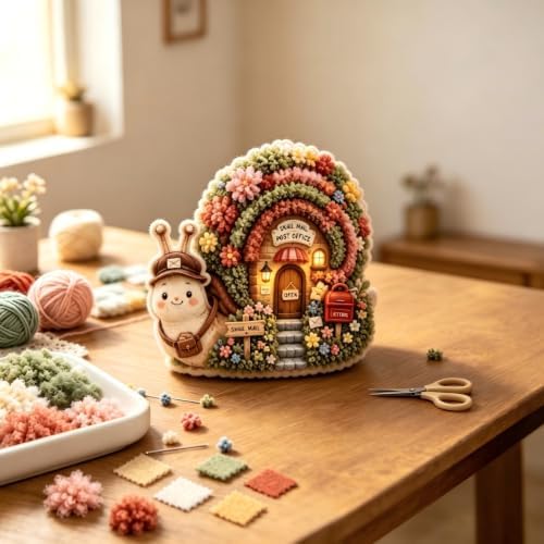 Whimsical Village 3D Fabric Poke Art Kit,Adult Creative Fabric Craft Set C - Image 3