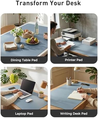 Aothia Faux Leather Desk Mat - Large Mouse Pad, Non-Slip PU Leather Blotter, Waterproof Writing Surface for Office and Home (Denim Blue, 40" x 24") - Image 6