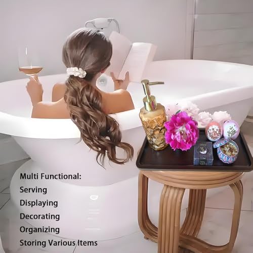 Wood Vanity Tray, Bathroom Counter Solid Walnut Organizer, Toilet Tank Top Wooden Serving Plate for Dinner Tea Coffee (Natural Walnut Color, 14 x 5.9 inch) - Image 6