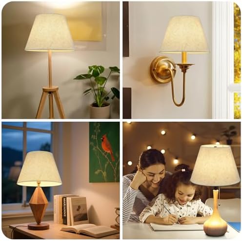Beige Lamp Shade for Table Lamps, Small Empire Linen Textured Fabric Lampshade, 6 Inch Top 10 Inch Bottom 7 Inch High, Spider Fitter Replacement Shade for Bedside and Nightstand Lamps - Image 5