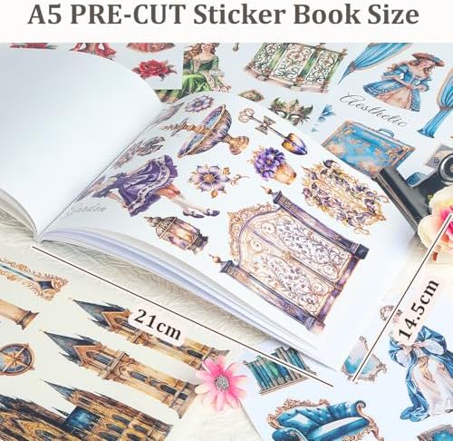 Snycler Sticker Book - 20 Sheets Vintage PET Stickers for Scrapbooking, Junk Journaling, Ephemera, and Decorative Crafts-The Castle - Image 3