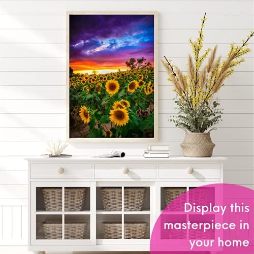 Sunflower Diamond Art Kits for Adults Sunset Landscape 5D Round Drill 12x16 - Image 2