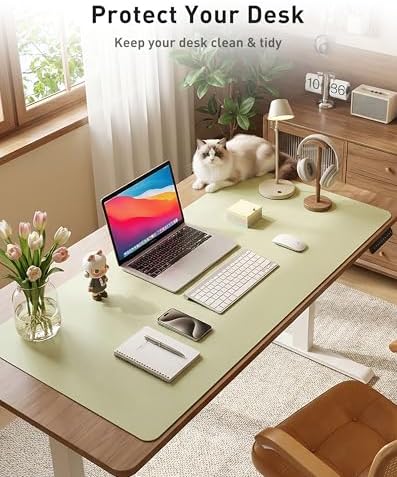 Aothia Faux Leather Desk Mat - Large Mouse Pad, Non-Slip PU Leather Blotter, Waterproof Writing Surface for Office and Home (Grass Green, 42" x 17") - Image 3