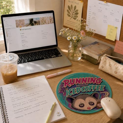 Funny Sarcastic Y2K Opossum Round Mouse Pad for Desk - Image 2