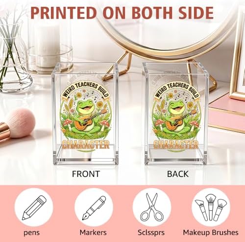 Funny Weird Teachers Build Character Acrylic Pencil Holder Cup - Image 3