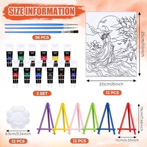 Sherr 108 Pcs Halloween Sip and Paint Kit, Pre Drawn Canvas for Adults - Image 2