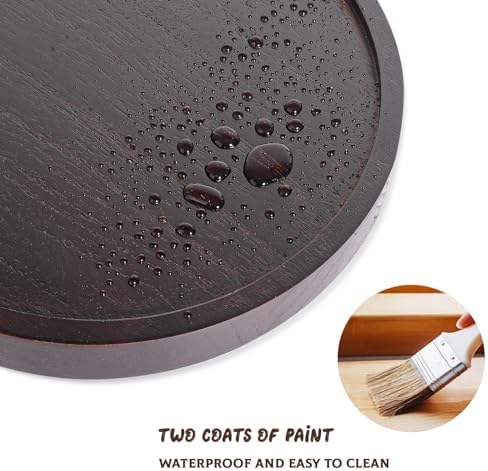 Round Decorative Tray Farmhouse Kitchen Decor Soap Dish, 10" Walnut - Image 5