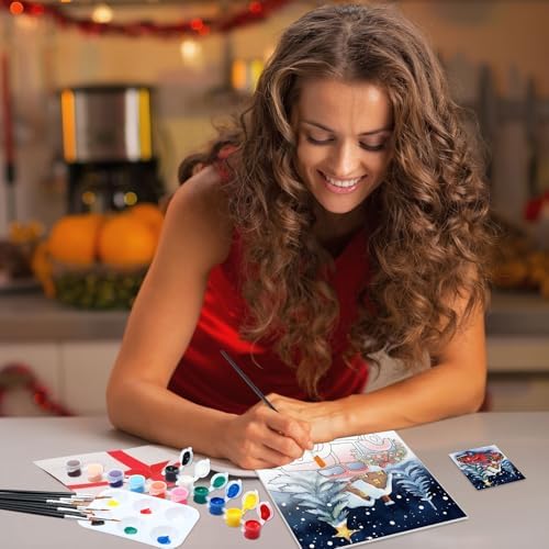 Dinifee 6 Pack Pre Drawn Canvas for Painting Pre Printed Canvas Kit 8 x 10 Inch Stretched Cotton Paint and Sip Set for Adults Couple Party Graduation Summer Date Night(Christmas Day) - Image 6