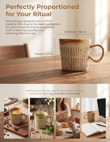 14oz Stoneware Coffee Mug, Chunky Handle Ceramic Cup for Home Office - Image 3