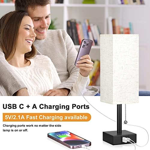 Small Bedside Table Lamp for Bedroom - Desk Lamp For Nightstand, USB C+A - Image 5