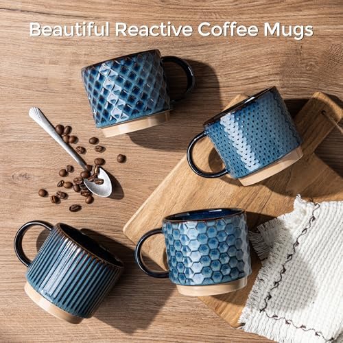 GBhome 6 OZ Stackable Coffee Mugs Set of 4, Ceramic Coffee Cups Set - Image 3