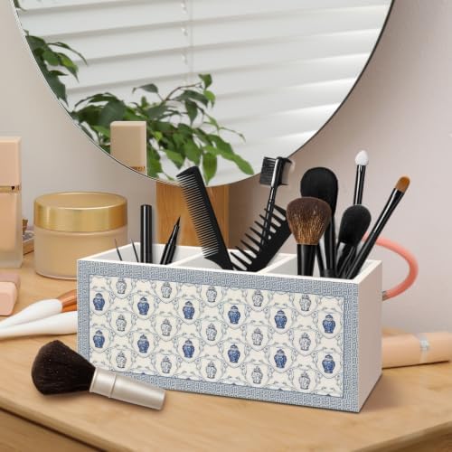 Blue and White Chinoiserie Pen Pencil Holder for Desk - Image 4