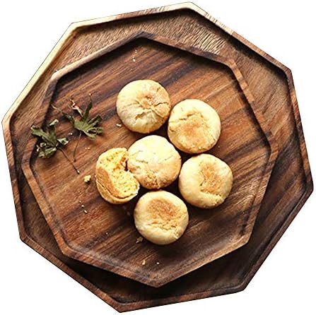 2 Acacia Wooden Trays Serving Platter Cheese Veggie Round Charcuterie Board by Renawe